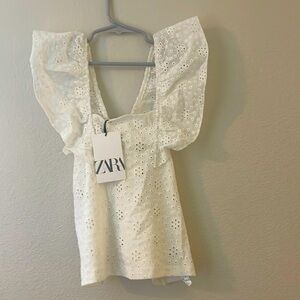 Zara girls floral eyelet top size 9